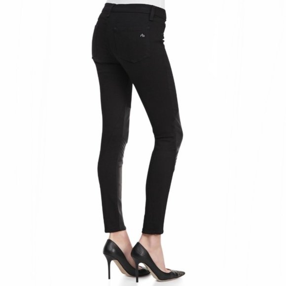 NWT RAG & BONE Samurai Leather-Patch Leggings - Picture 3 of 11